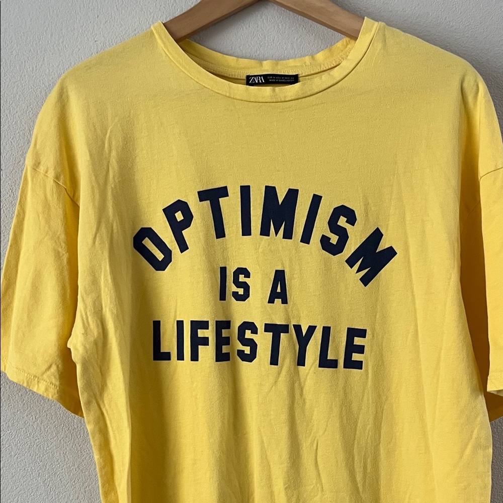 Zara Women's Tshirt Dress Optimism Is a Lifestyle Size M